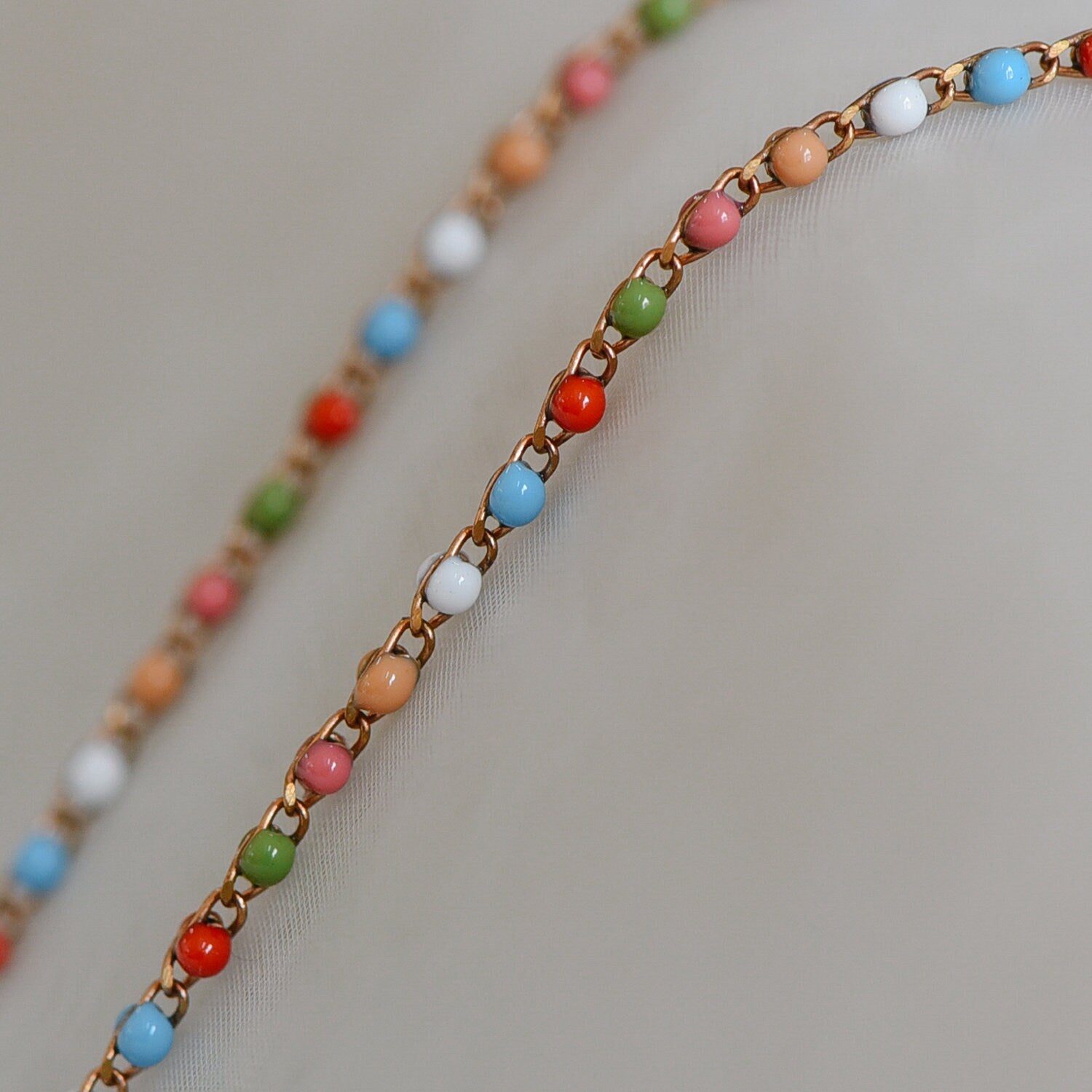 Rainbow Enamel Brass Chain 2.5mm Thin, Unplated Brass Designer Chains (#LK-050-8)/ 1 Meter=3.3ft